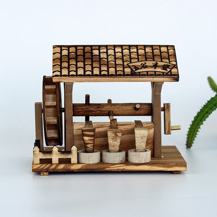 創(chuàng)意禮品木質(zhì)手工藝品加工五谷豐登農(nóng)具手搖房仿真擺件紀(jì)念品批發(fā)
