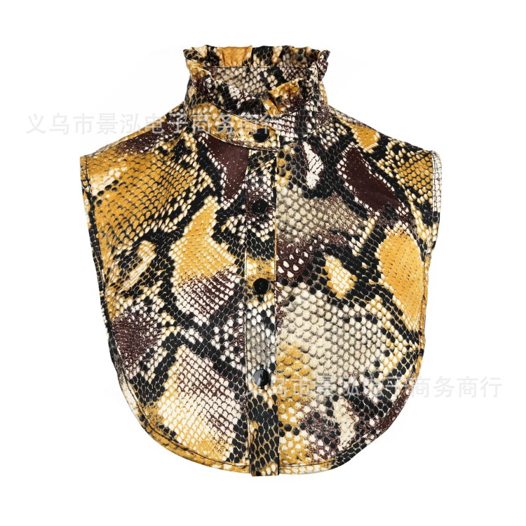 2019歐美蛇紋亮色木耳邊立領(lǐng)新款假領(lǐng)子衣領(lǐng)小領(lǐng)子小衣服小內(nèi)搭