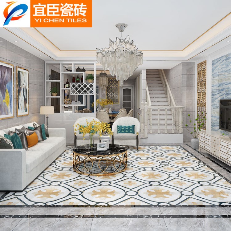 現(xiàn)代簡(jiǎn)約金剛石拼花地磚 過道客廳拼圖防滑耐磨瓷磚800x800地板磚