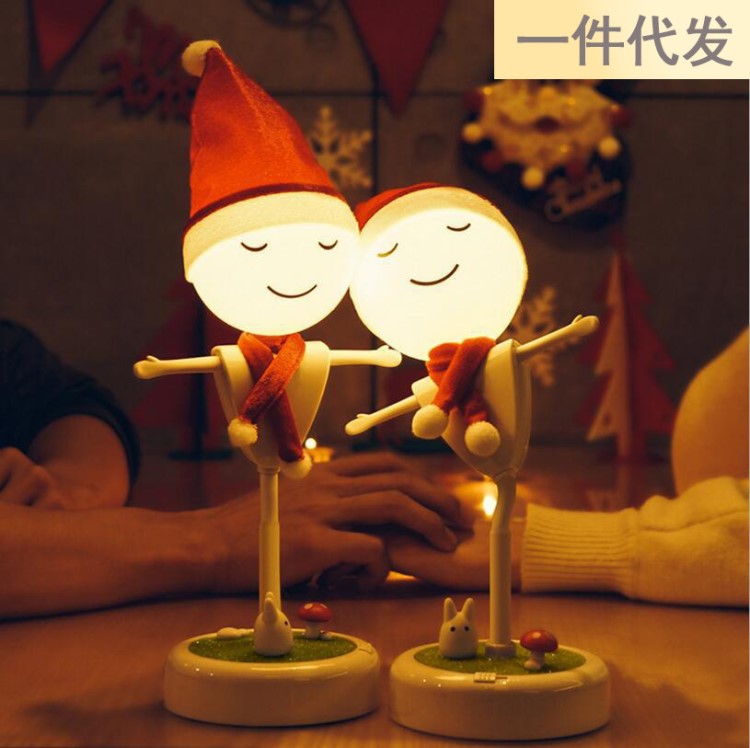 圣誕款稻草人小夜燈USB新奇特創(chuàng)意禮物圣誕禮品款充電護(hù)眼LED臺燈