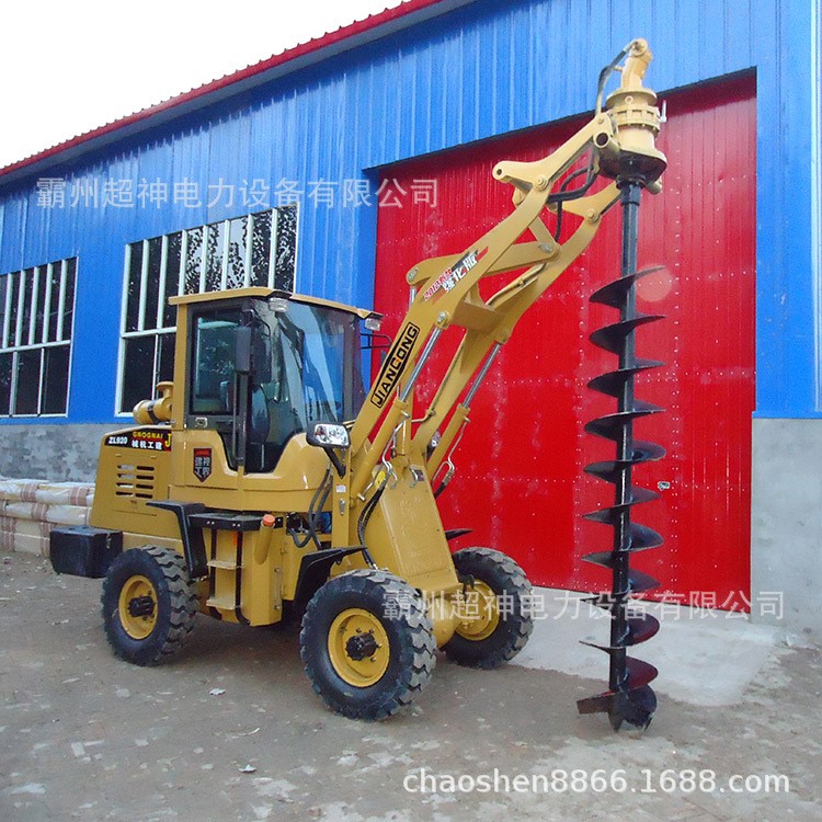 山東興工930裝載機 改裝鉆孔機 種樹立桿挖坑打樁兩用機低價出售