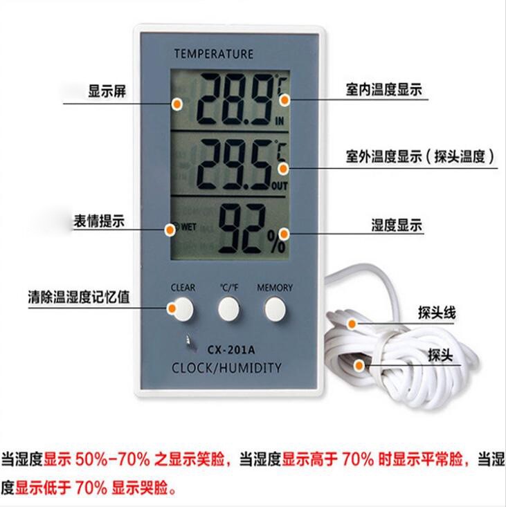 CX201A寵物數(shù)顯溫濕度計(jì)水族探頭電子C&deg;F&deg;轉(zhuǎn)換溫度計(jì)溫度表準(zhǔn)確