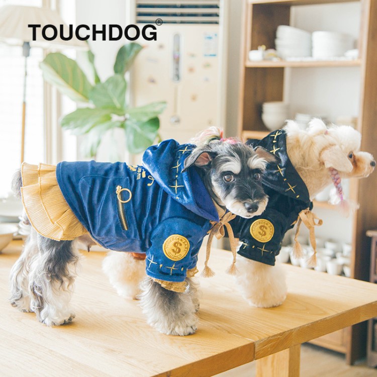 TOUCHDOG 它它 宠物猫狗衣服饰  2017新款秋冬装 奢华连帽卫衣