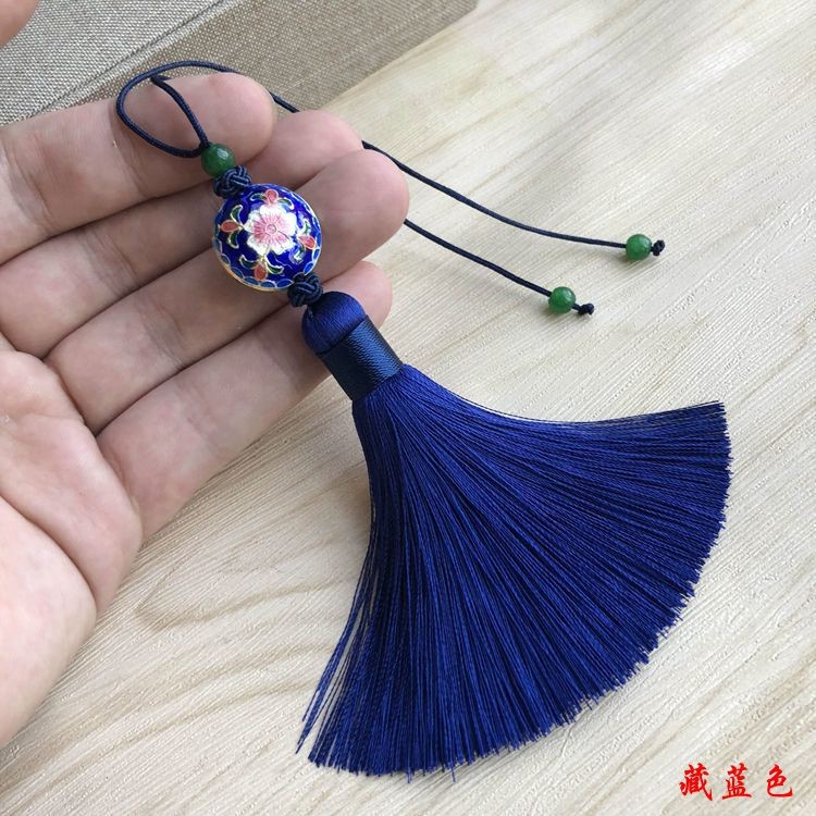 服裝旗袍壓襟人造絲吊穗 民族風景泰藍包掛流蘇穗子批發