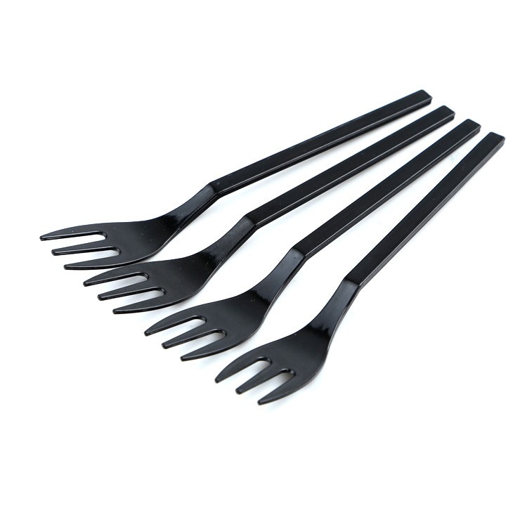塑料刀叉勺甜品餐具加長三指蛋糕叉子 一次性獨(dú)立包裝水果叉批發(fā)