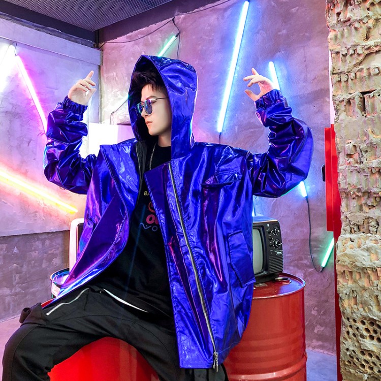 夜店dj男装国潮风嘻哈演出pu皮外套潮男舞台装酒吧夜场男歌手夹克