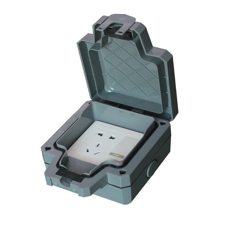 國標16A防水帶開關(guān)五孔插座墻壁防水插座室外工程插座廠家直銷