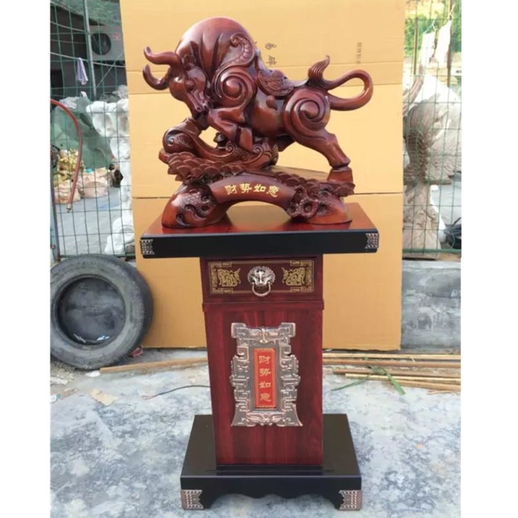 財(cái)勢(shì)如意 牛氣沖天 樹脂工藝品 大型高座落地?cái)[件 開業(yè)裝飾禮品