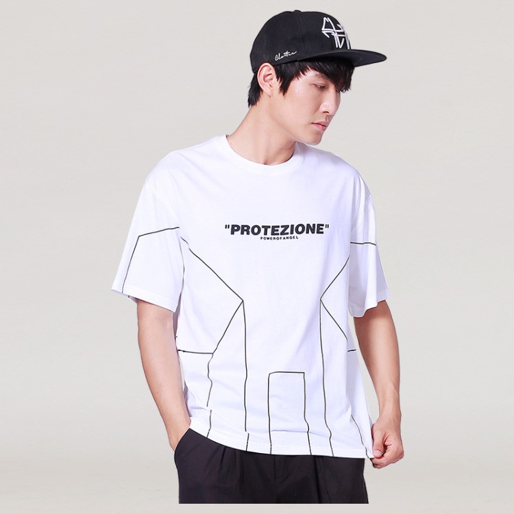 KBD男裝2019夏季新款短袖T恤男原宿風(fēng)歐美潮牌棉休閑PROTEZIONE