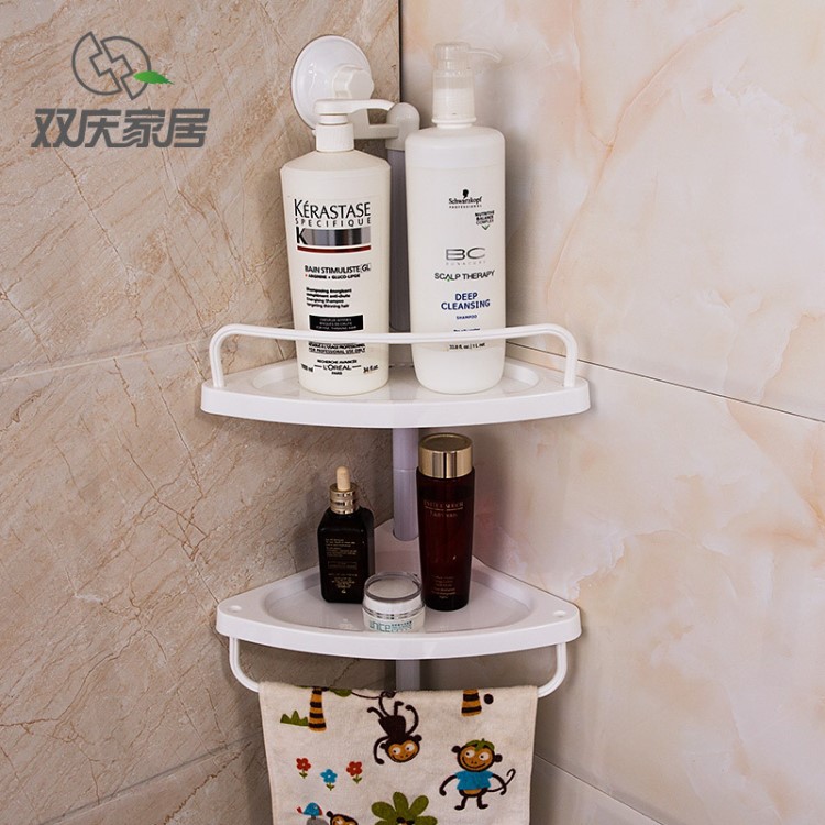 雙慶強(qiáng)力吸盤吸墻上的置物架 扇形三角架浴室角落架衛(wèi)生間轉(zhuǎn)角架