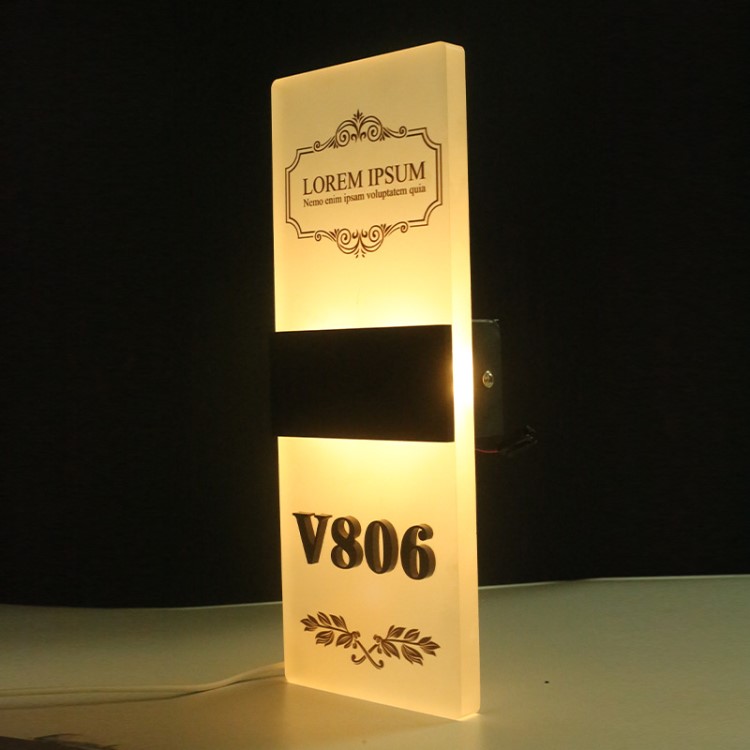 酒店發(fā)光門牌 帶燈房號牌定制會所包廂充電發(fā)光標識客房門牌提示