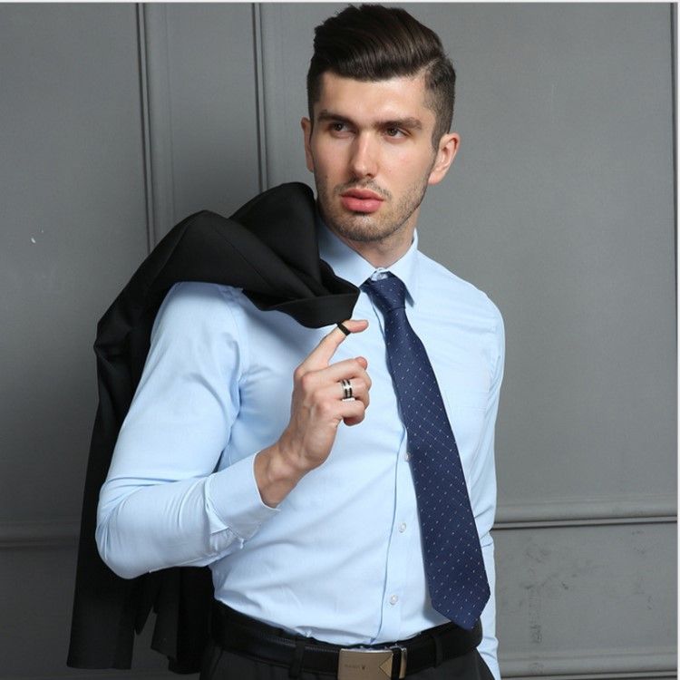 男士襯衫工裝工作服正裝白襯衣團(tuán)購(gòu)繡LOGO男女同款保羅剪標(biāo)