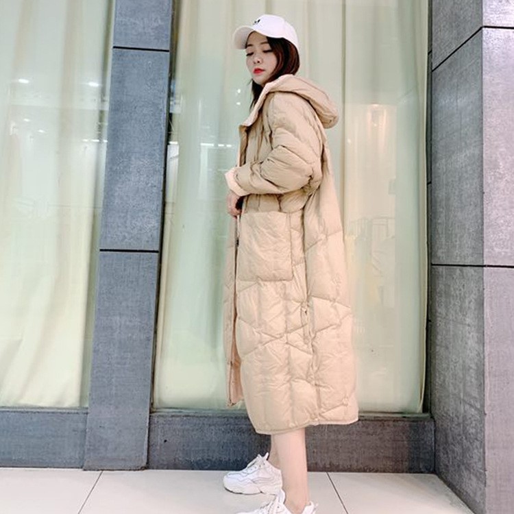 2019韓版秋冬女裝中長款羽絨服大碼修身外套貉子毛領(lǐng)反季清倉