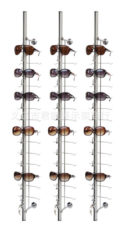 墻掛眼鏡展示架 帶鎖鋁合金眼鏡展示架14付 鎖條眼鏡展示貨架
