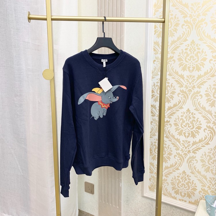 簡西19早秋CP同款小飛象印花寬松衛(wèi)衣女生正確版卡通長袖上衣女