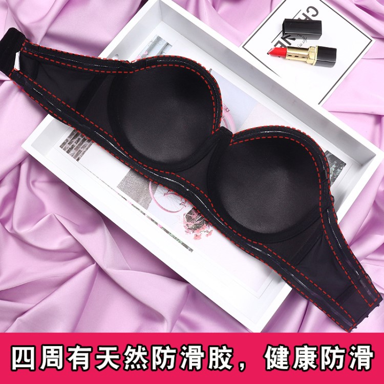 無防滑文胸抹胸肩帶薄款大胸聚攏婚紗簡約一字肩專用色胖mm大碼