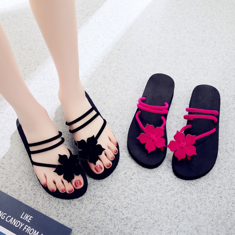 夏季時(shí)尚外穿沙灘人字拖防滑厚底涼拖鞋女female ladies slippers