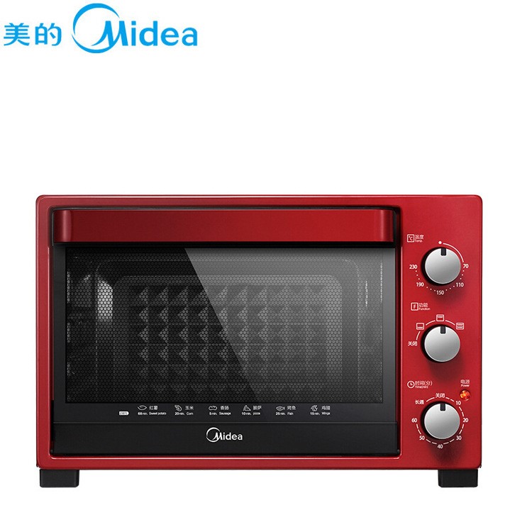 Midea/美的 T3-321C 黑色二代4管均衡發(fā)熱32L電烤箱，紅色無貨