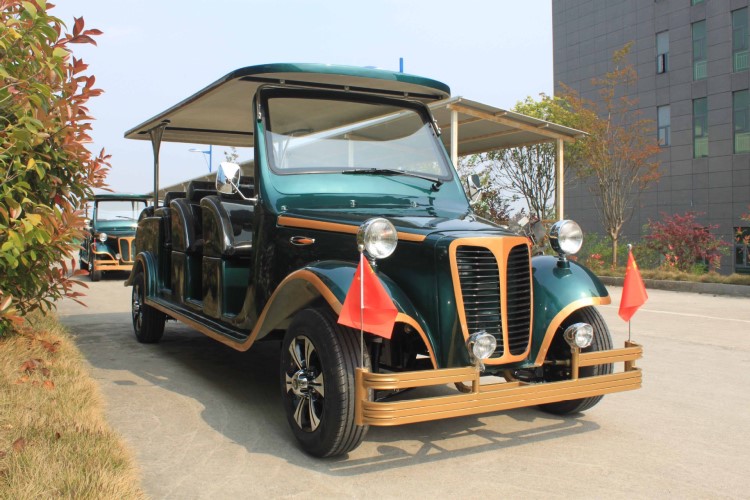 新款12座老爷车豪华电动观光车电动老爷车墨绿色全国包邮