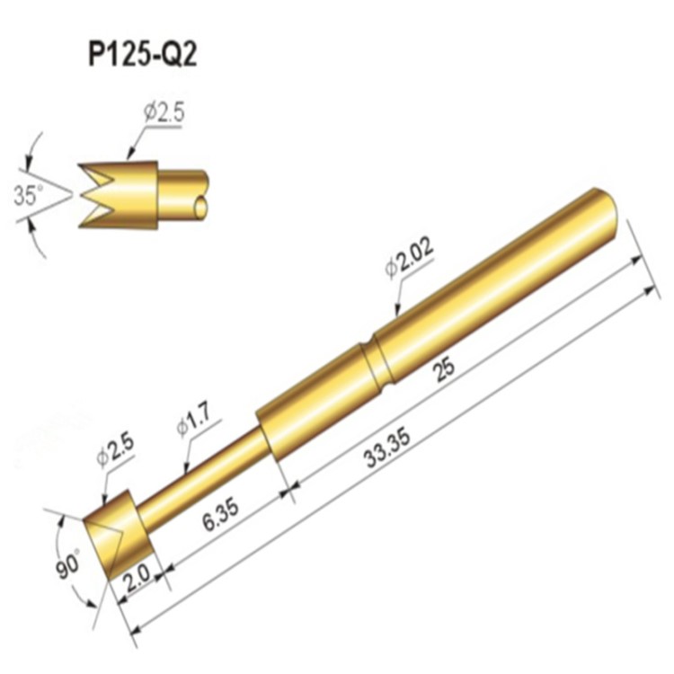 ICT治具探針 P125-Q2 探針 2.5MM大四爪頭 測試針 PCB光板探針