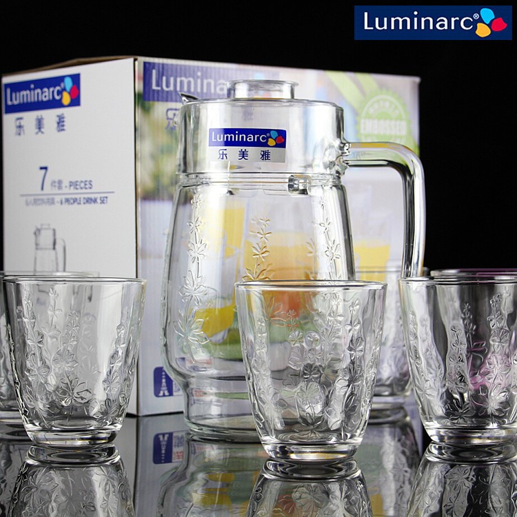 樂美雅 Luminarc 浮雕迪瓦利 玻璃水壺水杯 7件套 批發(fā)