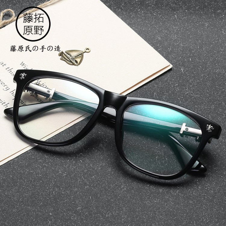 薛之謙同款大框方形平光鏡配近視眼鏡框時(shí)尚復(fù)古眼鏡修臉型框架