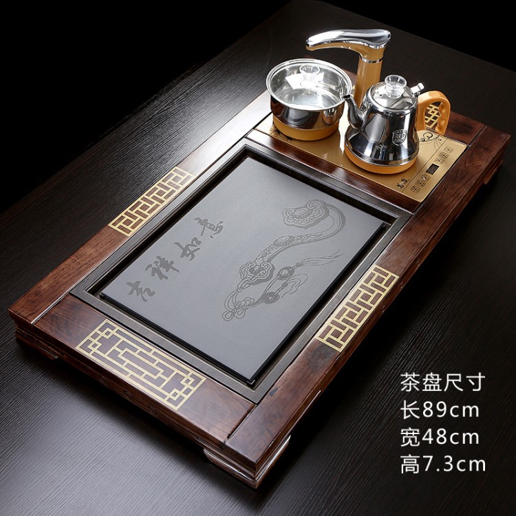 廠家直銷實(shí)木茶盤茶具套裝 烏金石整套茶具 全自動(dòng)電熱燒水壺泡茶