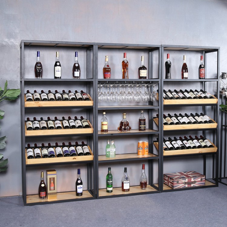 实木红酒架红酒展示架酒柜落地葡萄酒展示架高脚杯架倒挂铁艺酒架
