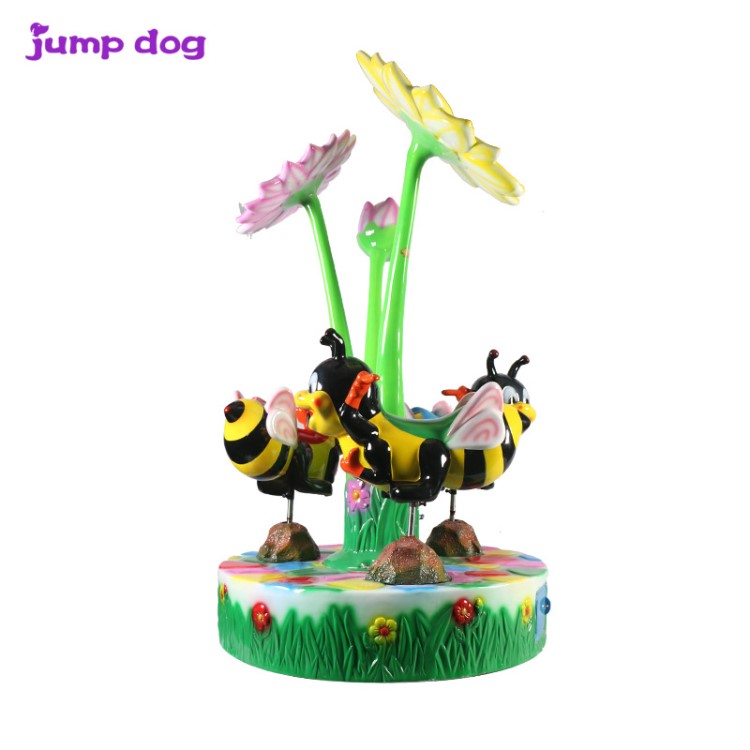 廠家直銷新款小蜜蜂3人旋轉木馬兒童搖搖車 投幣搖擺機大型游戲機