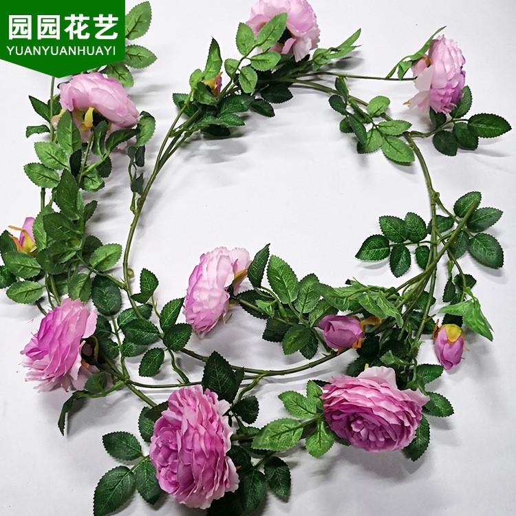 西洋玫藤假花家居装饰花藤婚庆拱门插花牡丹花藤装饰新款仿真花