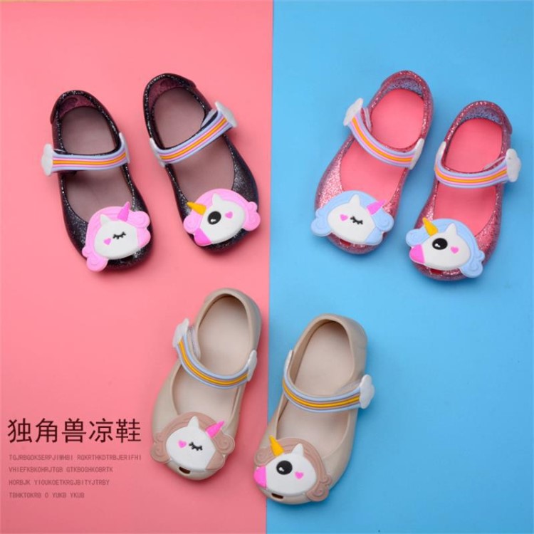 春季新款女童涼鞋卡通獨(dú)角獸兒童果凍鞋mini melissa童鞋批發(fā)