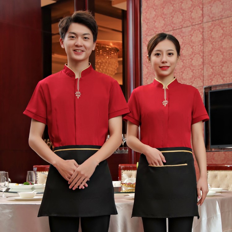 餐飲服務員定制服裝服務員工作服酒店餐飲行業服裝夏季工作服訂制