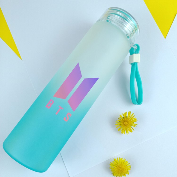 防彈少年團(tuán)BTS同款水杯隨行杯檸檬杯隨手杯子周邊學(xué)生漸變玻璃杯