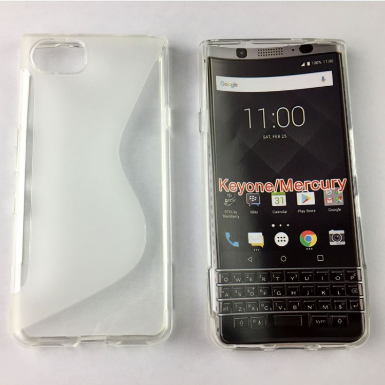 Keyone Mercury BB 黑莓手機(jī)保護(hù)套外殼透明軟膠S型形太極紋雙色