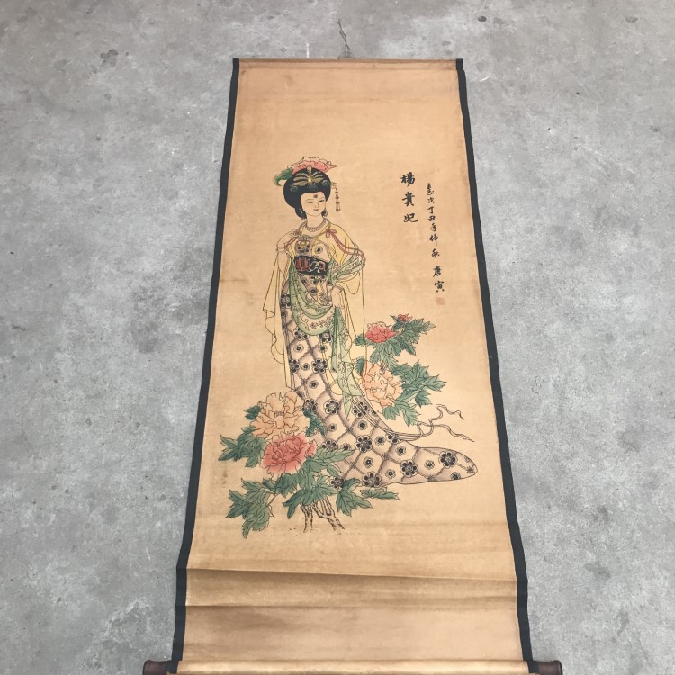 仿古字画中堂画国画杨贵妃图唐伯虎绘画已装裱厂家直销批发零售