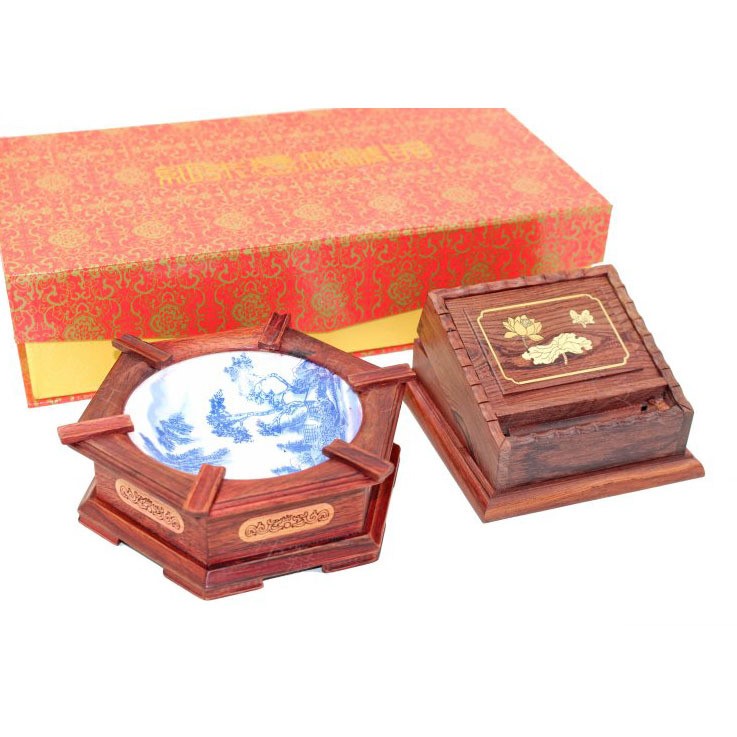 批發(fā)紅木雕工藝品實木煙具紫檀木煙盒彈煙器煙跳盒煙灰缸禮盒套裝