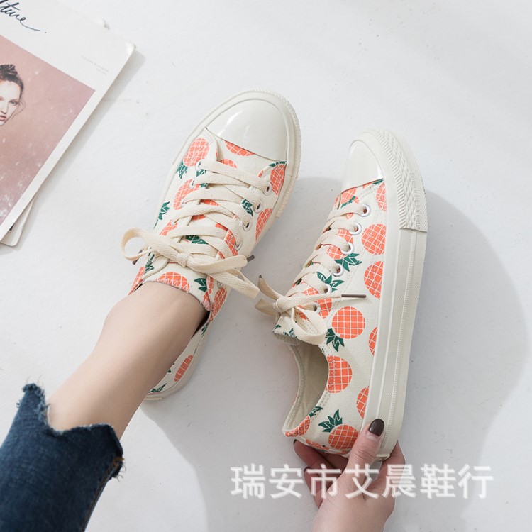 ins超火高幫菠蘿帆布鞋女復古學生港風chiic韓版原宿ulzzang板鞋