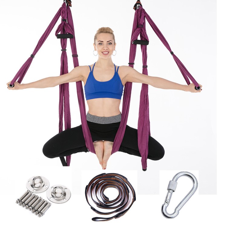 廠家直銷空中瑜伽吊床倒立反轉(zhuǎn)YOGA HAMMOCK配吊盤和延長帶全套