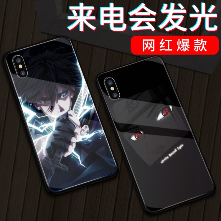 適用蘋果發(fā)光手機(jī)殼來(lái)電閃抖音新款iphonex火影忍者iphone11佐助