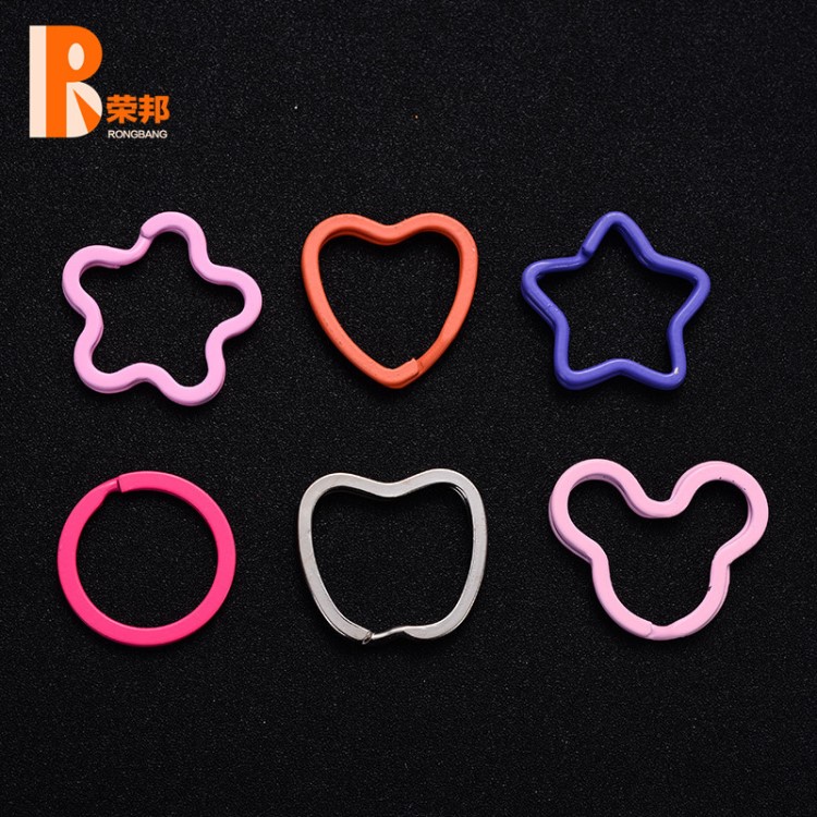 廠家直銷金屬鑰匙圈 創意卡通幾何鑰匙圈 扁圈 異形鑰匙環批發