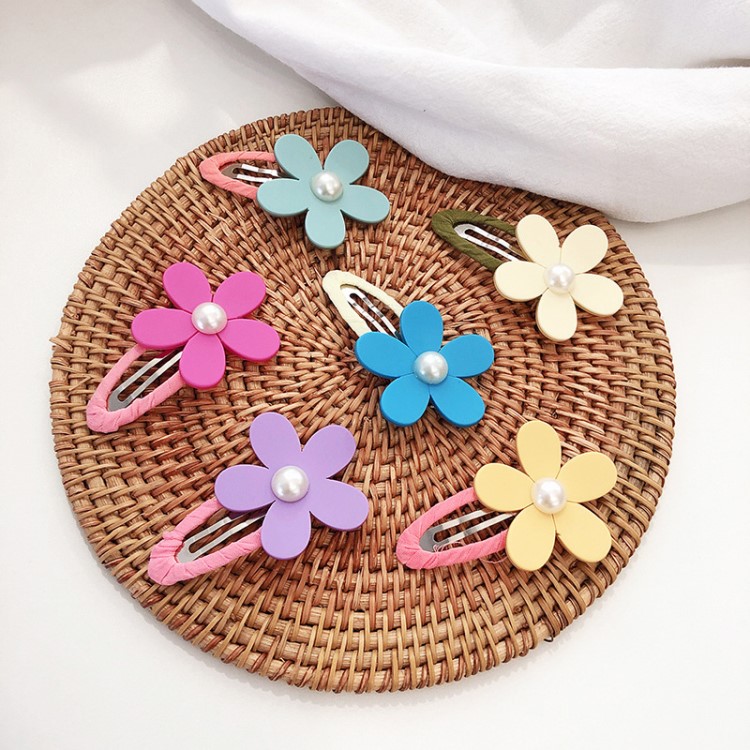 葛小花韓國兒童飾品春夏ins百搭磨砂花朵BB夾韓國紗發夾發卡
