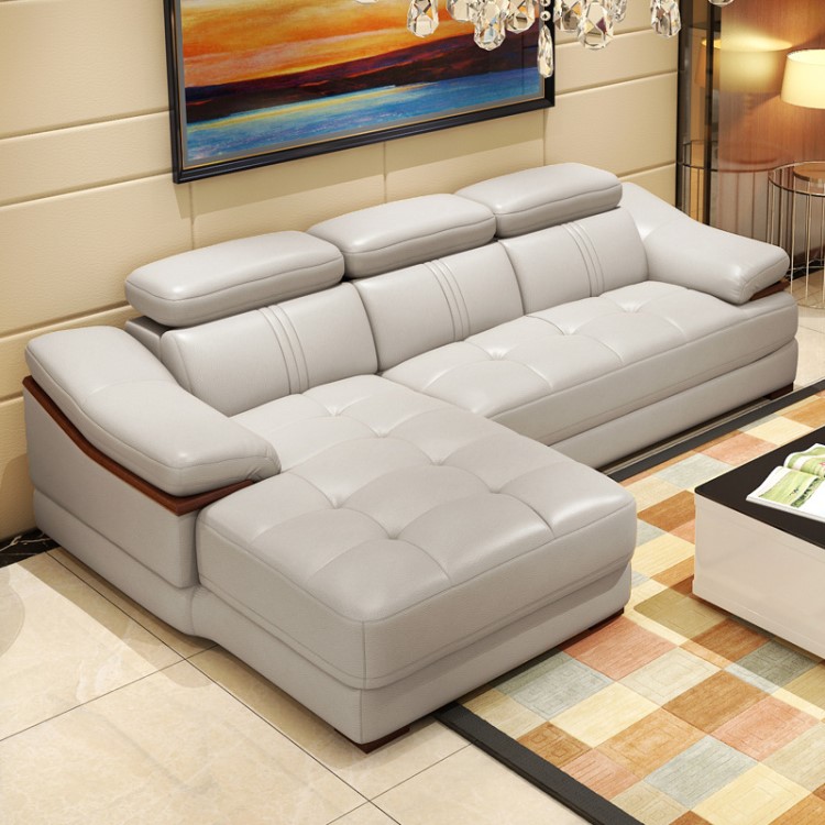 简约现代休闲转角真皮沙发组合小户型皮艺沙发贵妃l型
