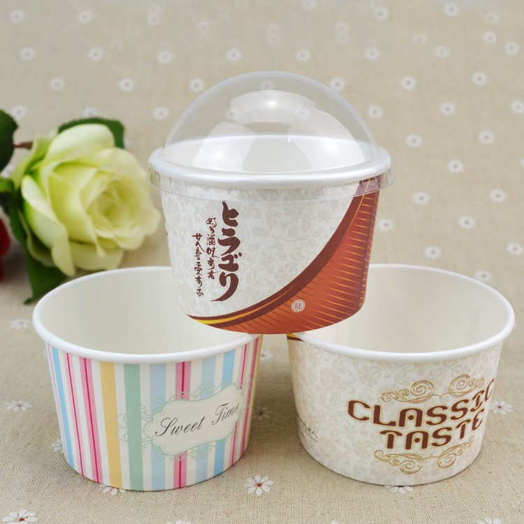 85冰淇淋紙杯帶蓋 一次性冰激淋紙杯子 冰淇凌紙杯100套