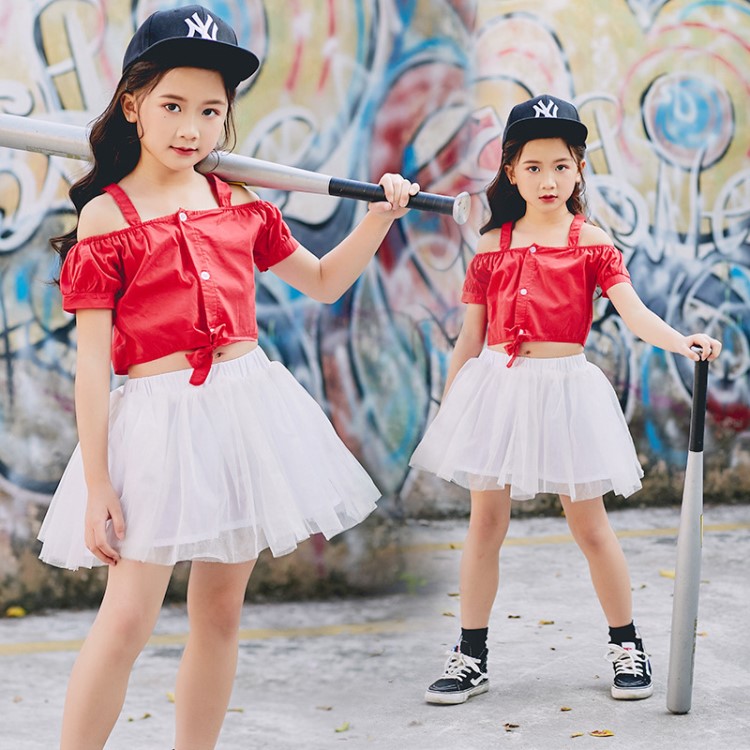 女童爵士舞服裝2019新款兒童嘻哈街舞個性兩件套小學生表演出服潮