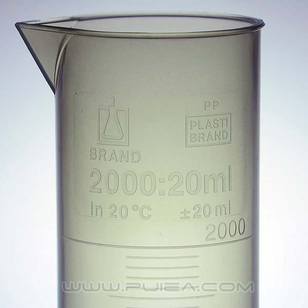 BRAND刻度量筒B级2000ml PP蚀刻刻度 高型 普兰德塑料量筒BR35064