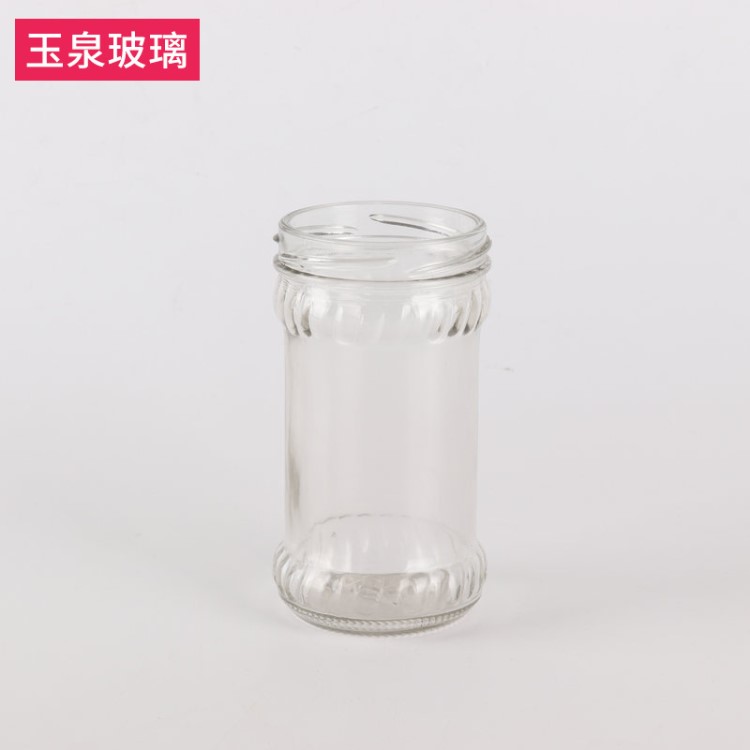 廠家批發(fā)花邊玻璃罐 醬菜瓶辣椒醬花邊玻璃瓶 果醬透明玻璃瓶