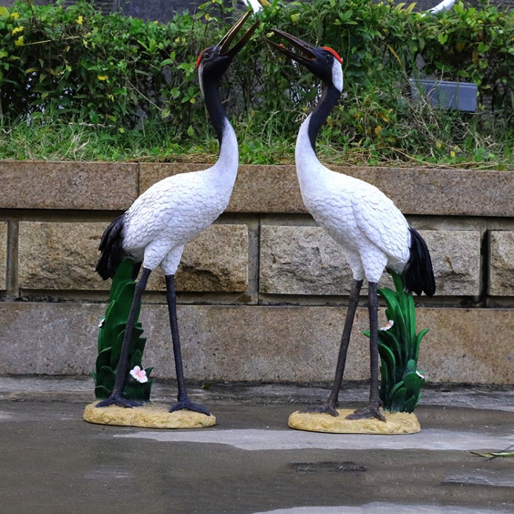 新戶外仿真動(dòng)物丹頂鶴花園裝飾擺件仙鶴庭院景觀水池景觀雕塑小品