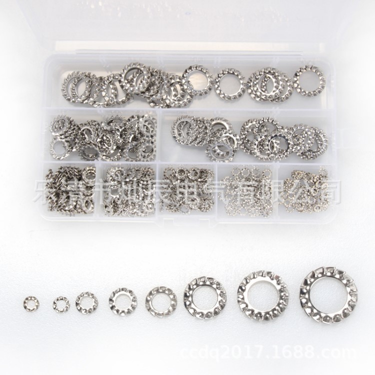 外鋸齒墊圈 304不銹鋼鎖緊墊圈 防松墊圈300PCS套裝 防滑菊花墊片