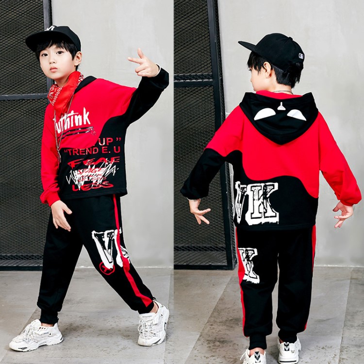 兒童演出服男童街舞服套裝秋季嘻哈服小孩架子鼓爵士舞蹈表演服裝