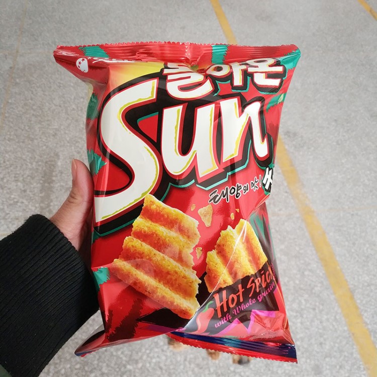 韓國原裝零食品好麗友sun太陽玉米膨化片80g波浪薯片鍋巴